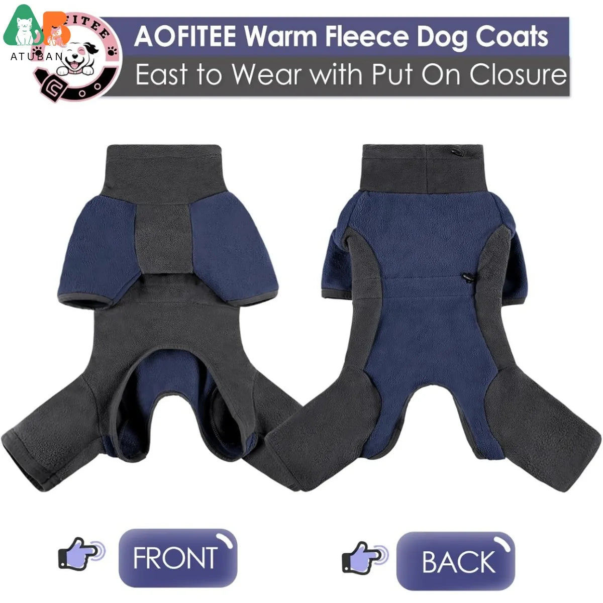 ATUBAN Winter Dog Fleece Pullover Onesie