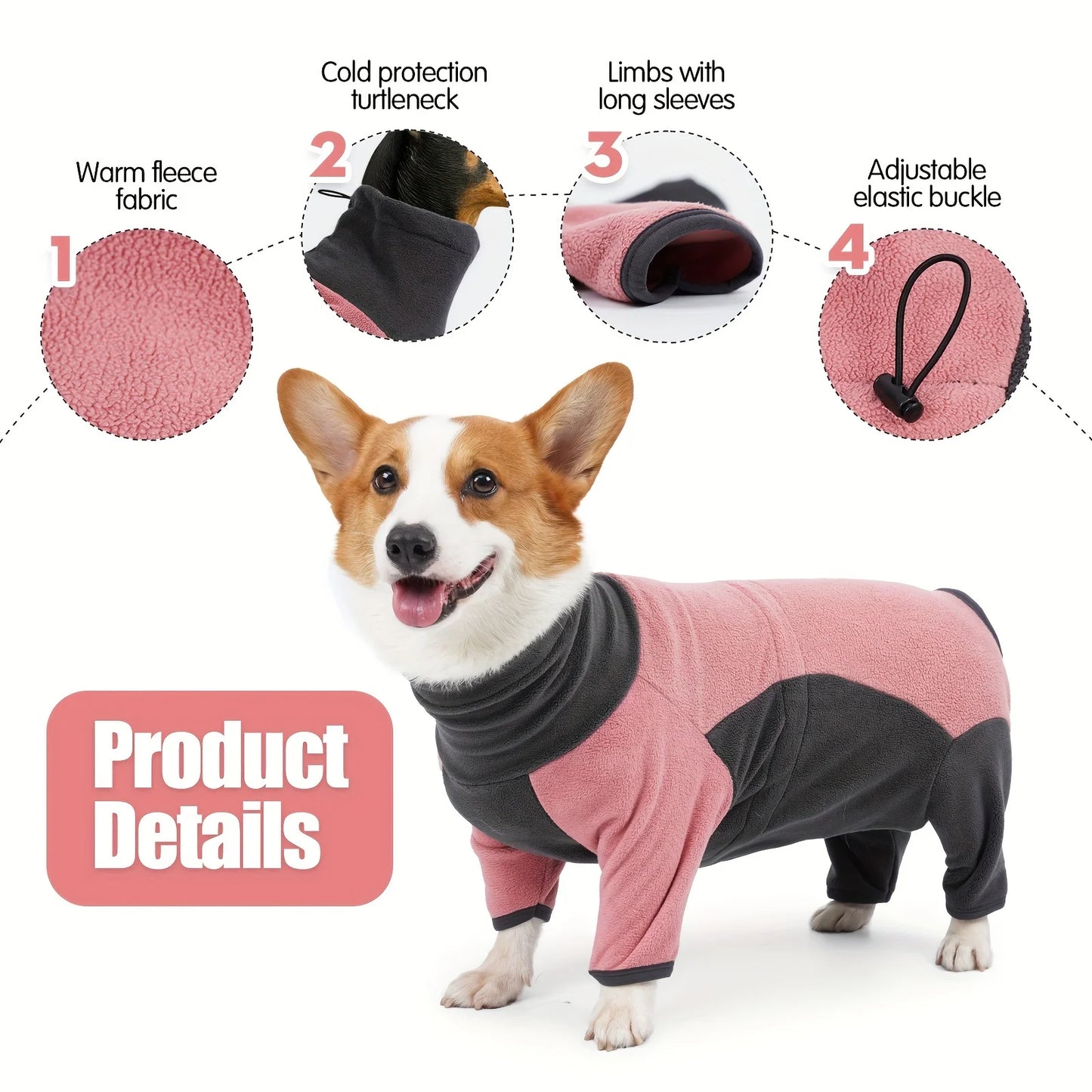 Two-Color Warm Four-Legged Dog Coat