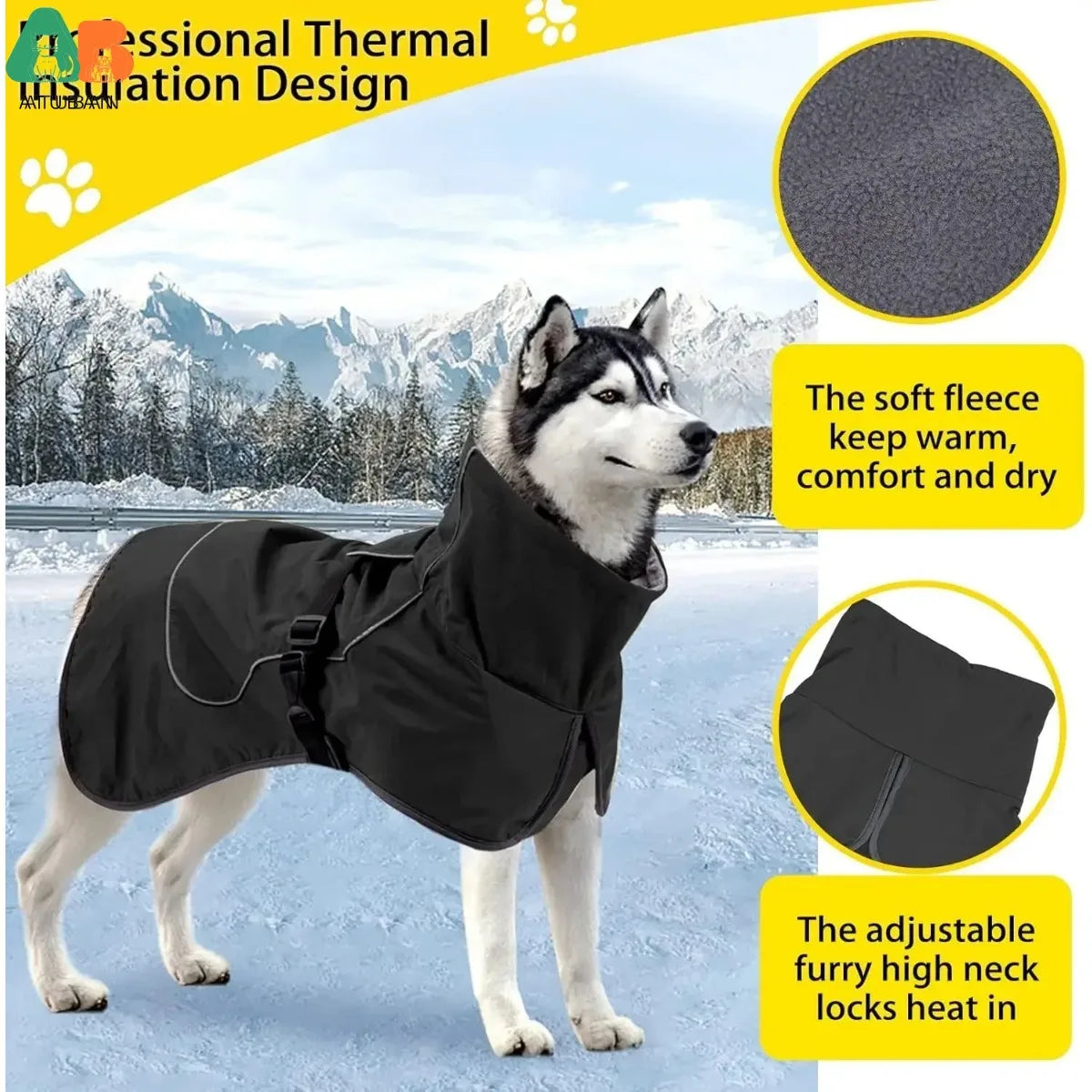 ATUBAN Waterproof Dog Raincoat with Fleece Lining