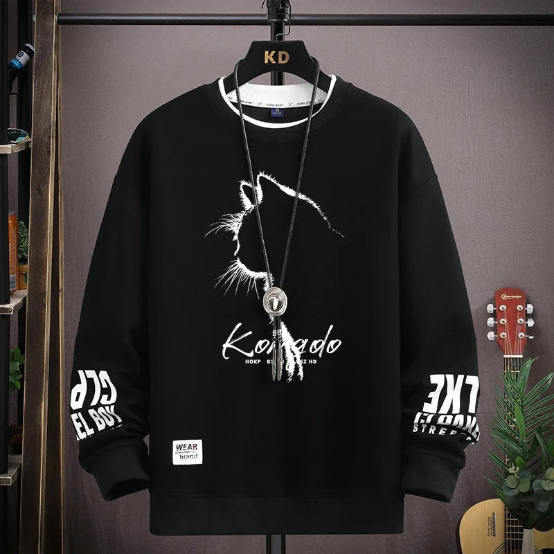 Japan Cartoon Cat Sweatshirt for Men