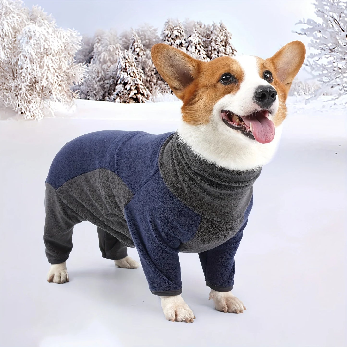 Two-Color Warm Four-Legged Dog Coat